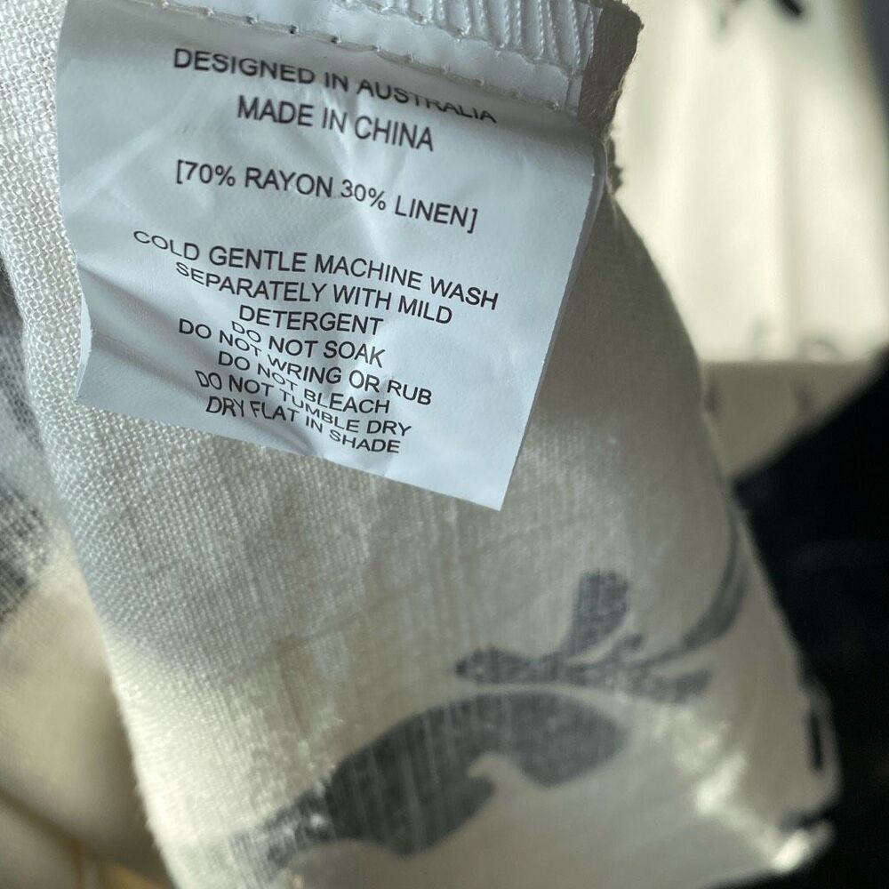 PAPER HEART Linen Blend Black Leaf Print White Maxi Dress Size M 
NWT/002 - Picture 14 of 15